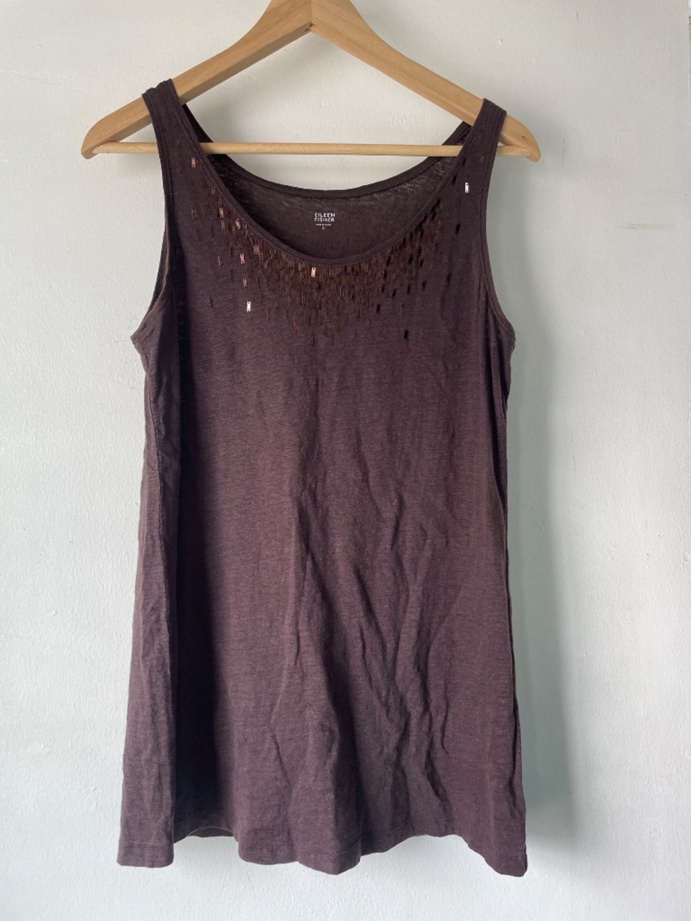Eileen Fisher Embellished Linen Tank Top